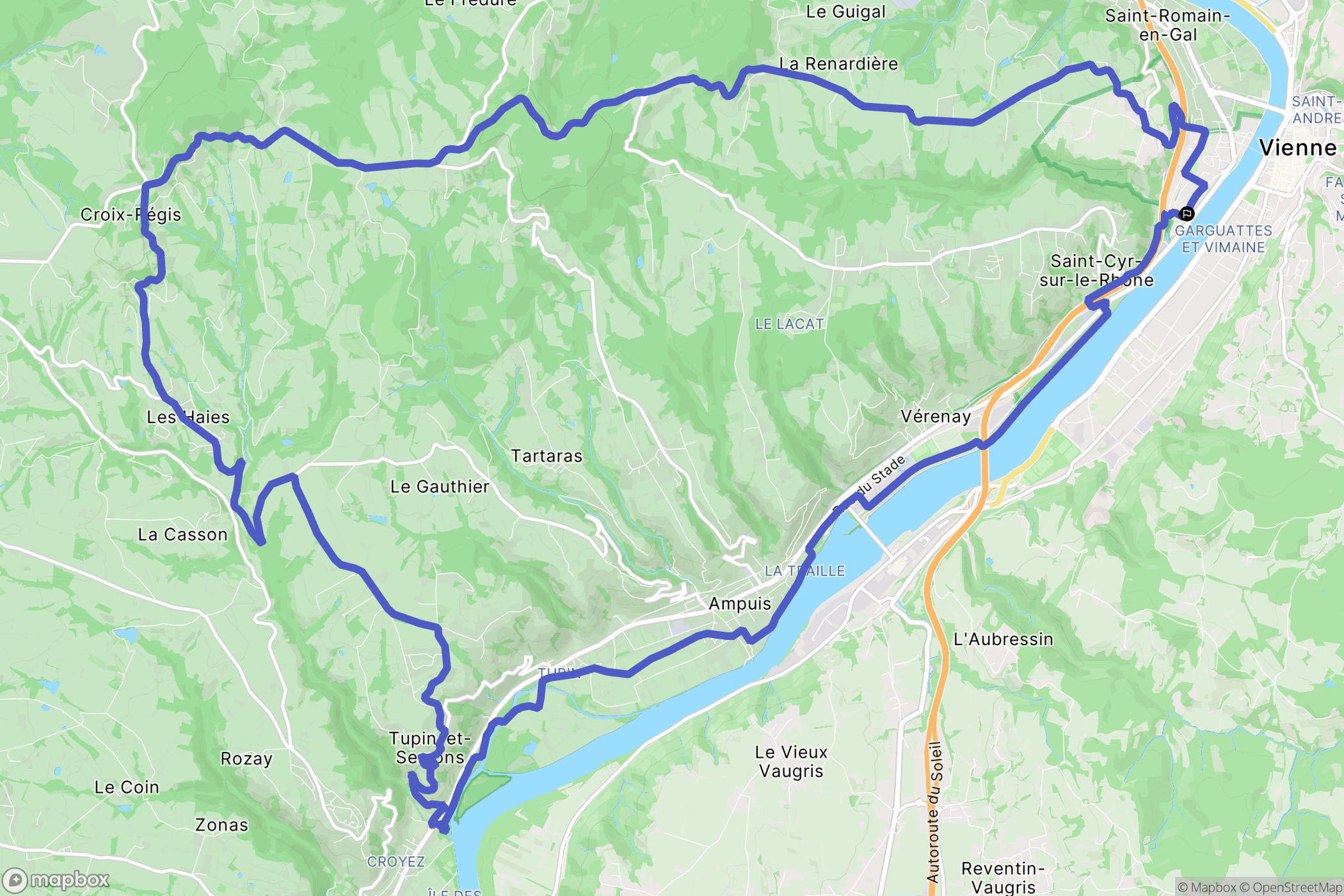 Sainte-Colombe : carte du parcours de randonnée - France