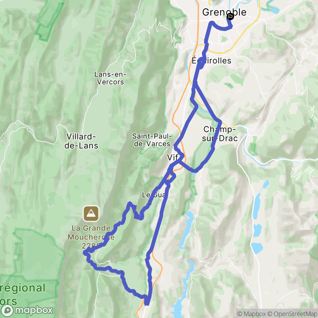 Grenoble : carte du parcours de randonnée - France