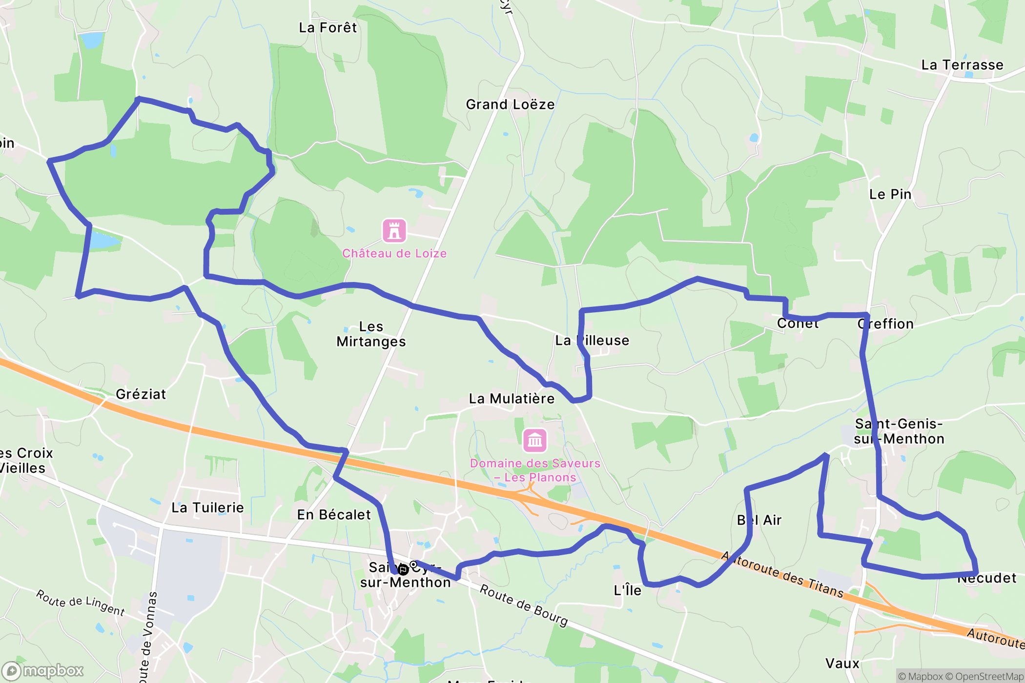 Saint-Cyr-sur-Menthon : carte du parcours de randonnée - France