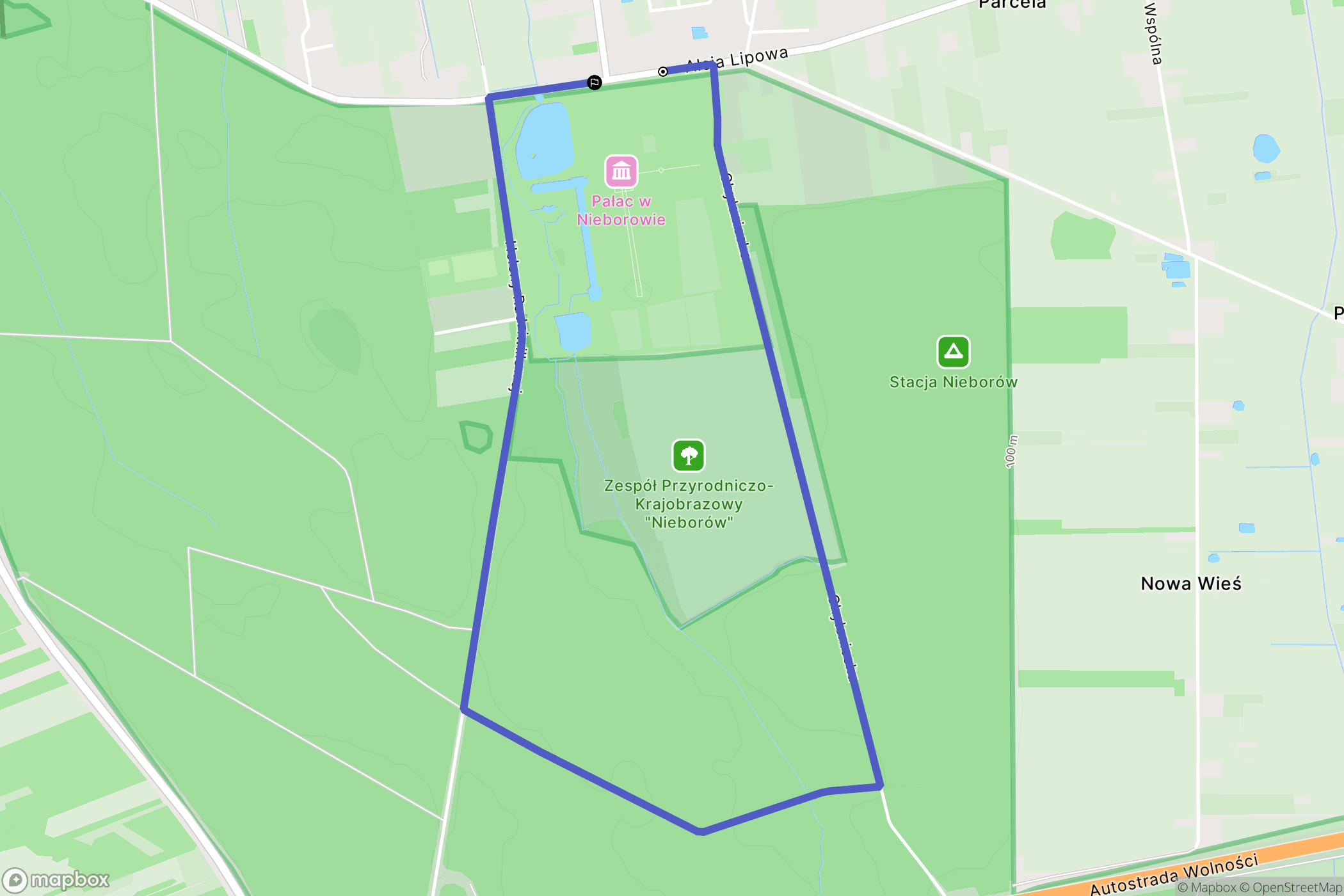 Nieborów: mapa trasy - Poland