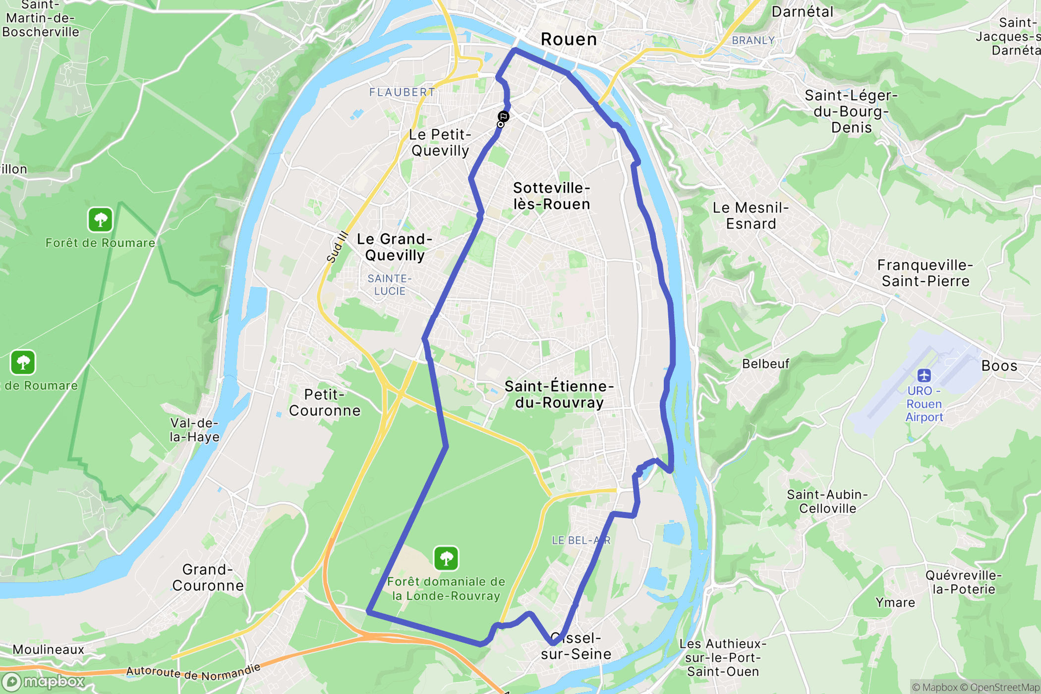 Rouen : carte du parcours de randonnée - France