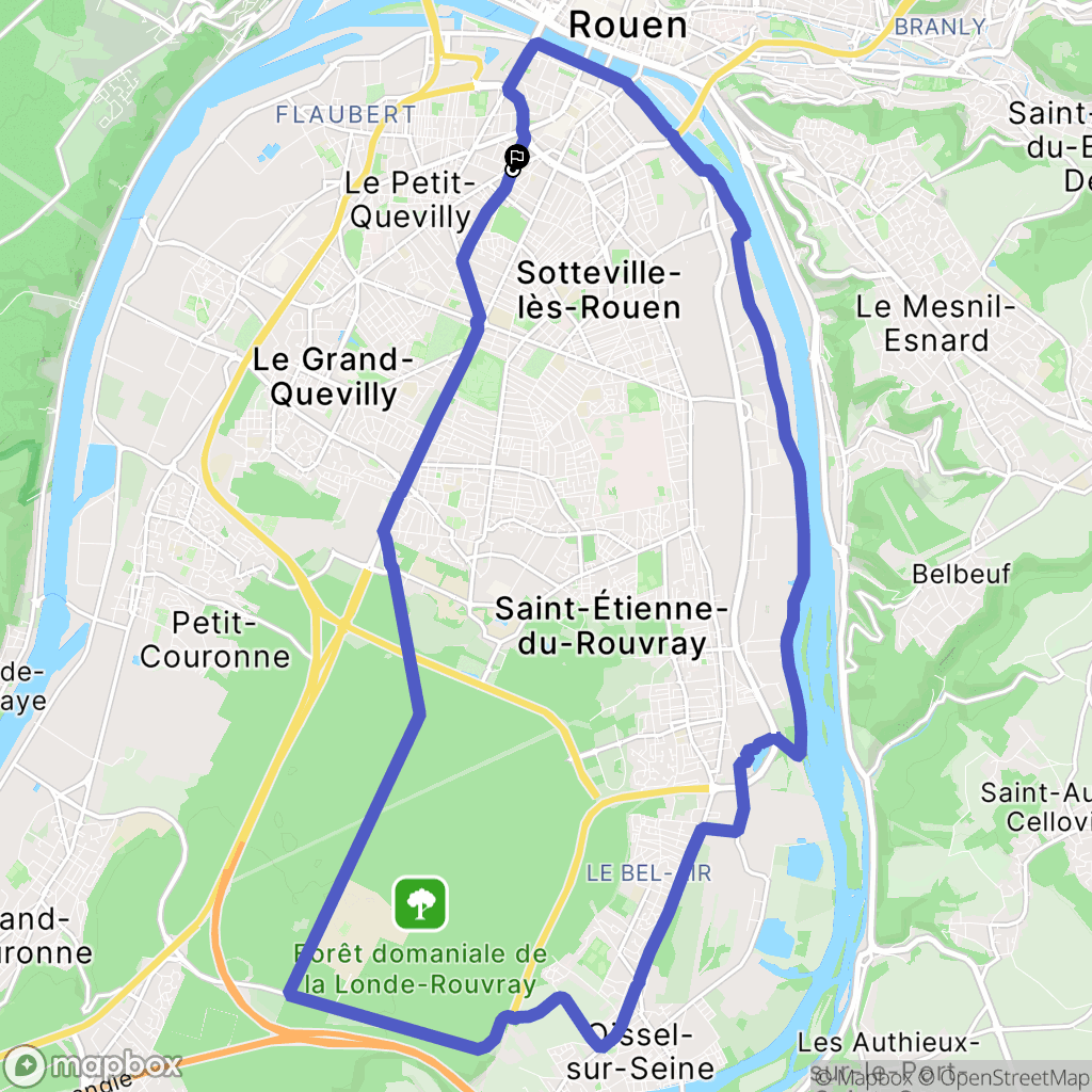 Rouen : carte du parcours de randonnée - France
