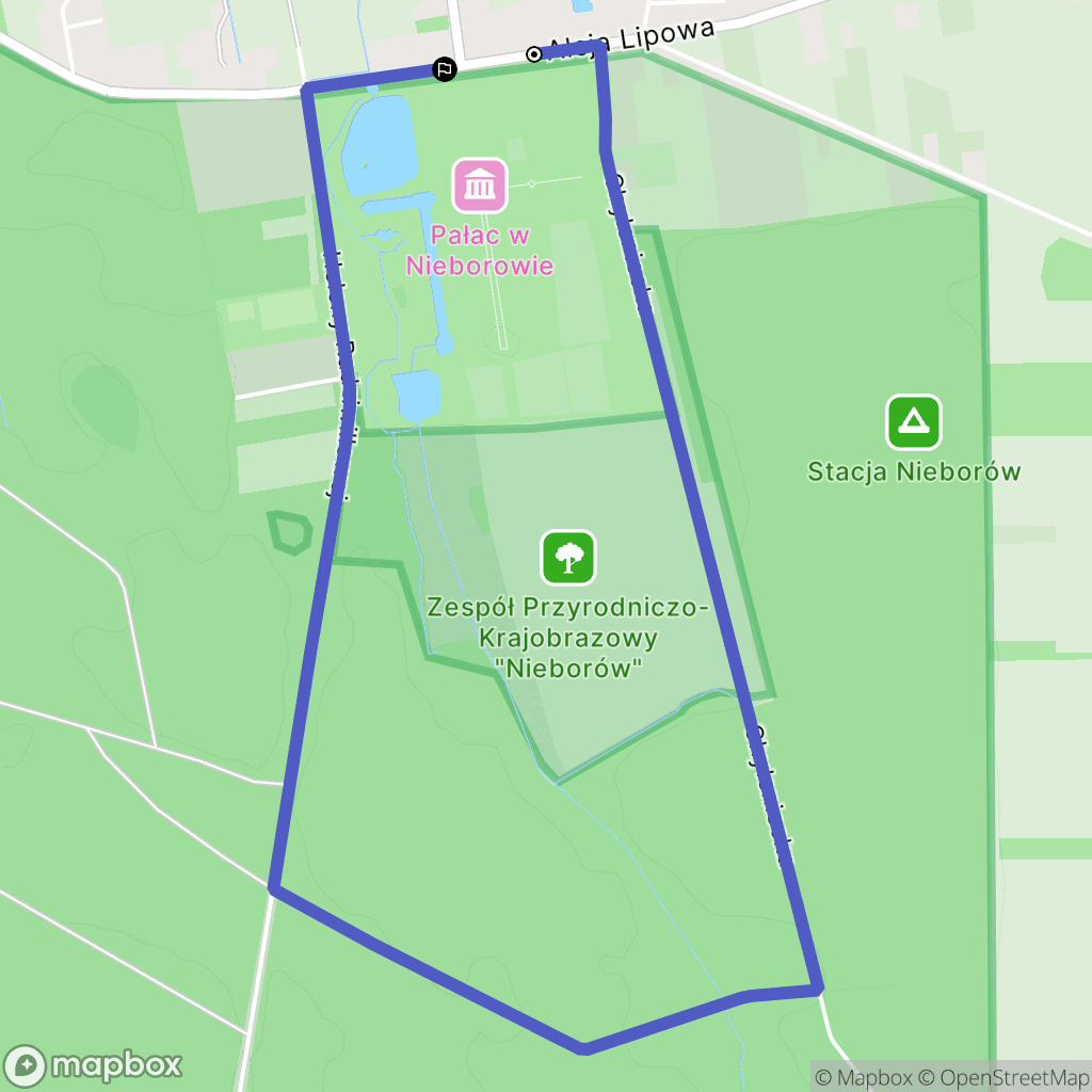 Nieborów: mapa trasy - Poland