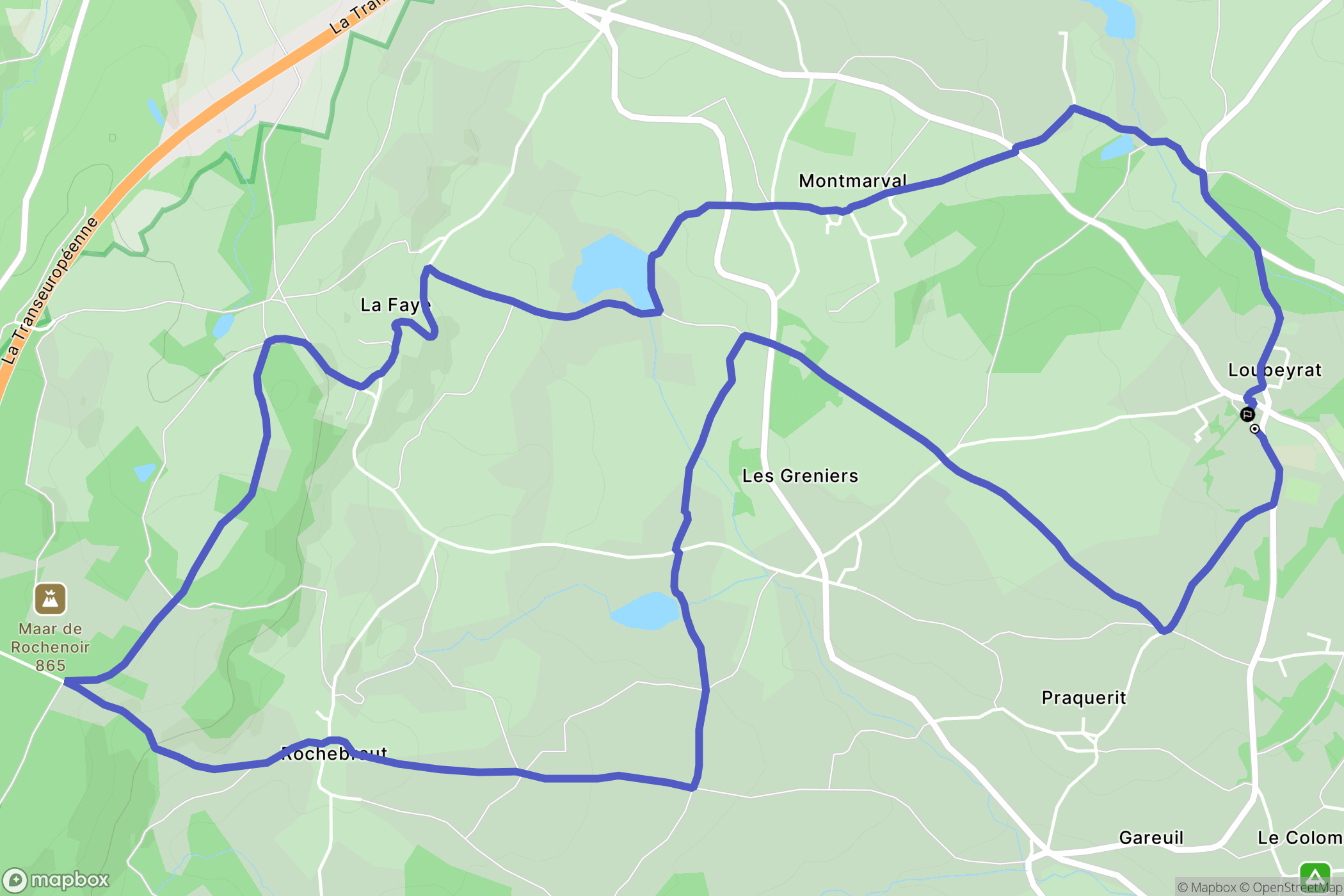 Loubeyrat : carte du parcours de randonnée - France