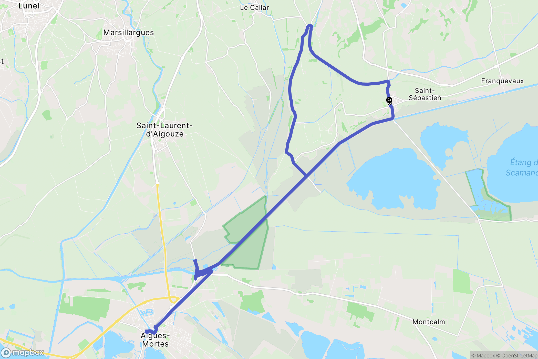 Vauvert : carte du parcours de randonnée - France