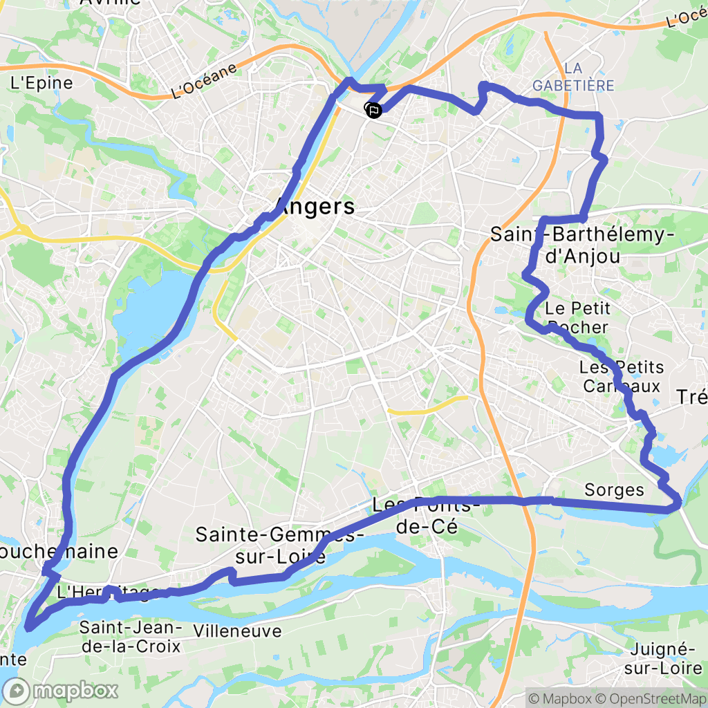 Angers : carte du parcours de randonnée - France