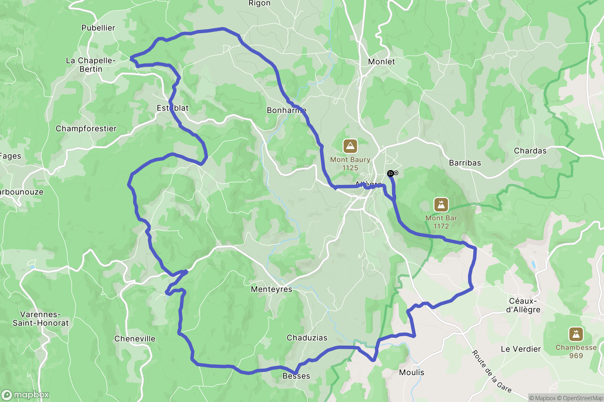 Allègre : carte du parcours de randonnée - France