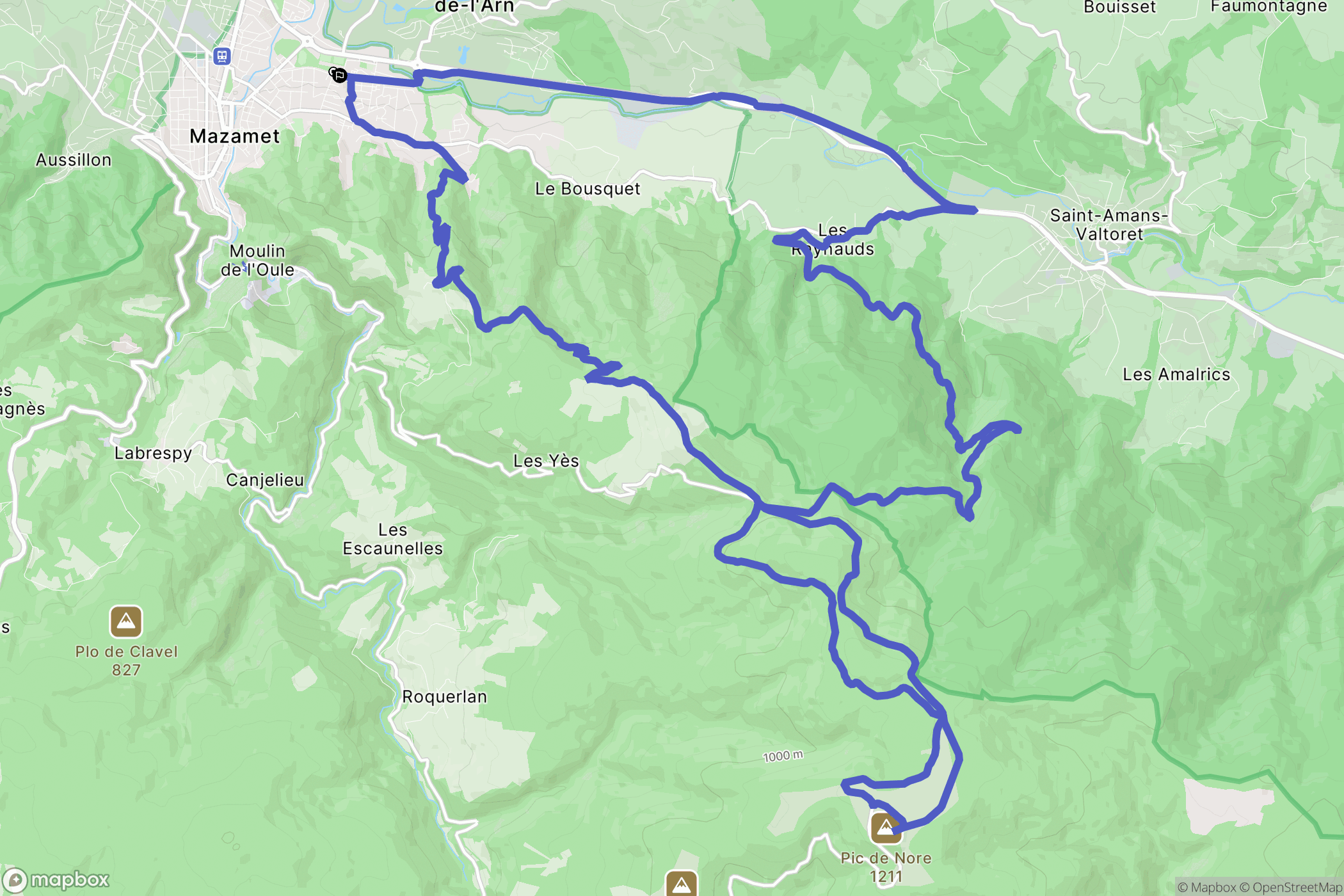 Mazamet : carte du parcours de randonnée - France