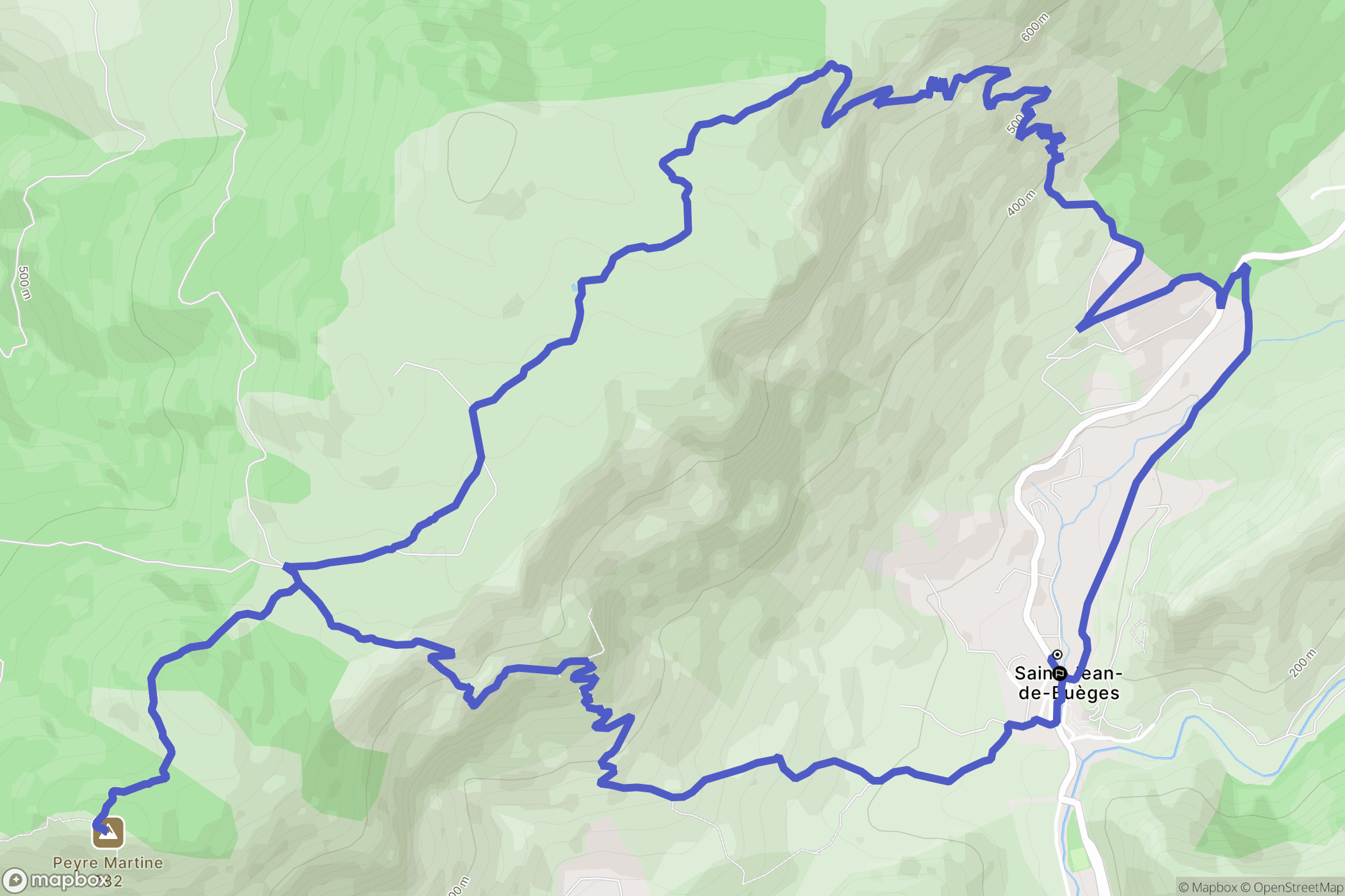 Saint-Jean-de-Buèges : carte du parcours de randonnée - France