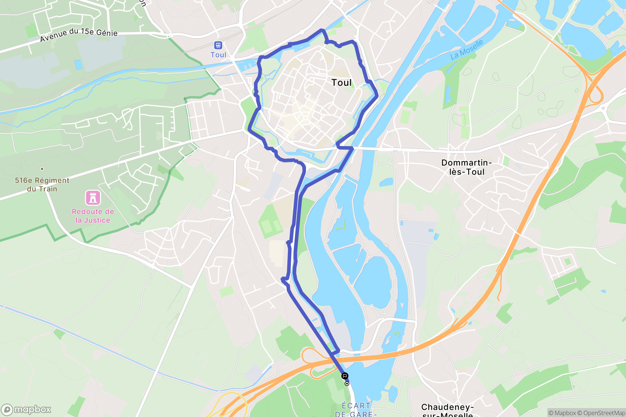 Toul : carte du parcours de randonnée - France