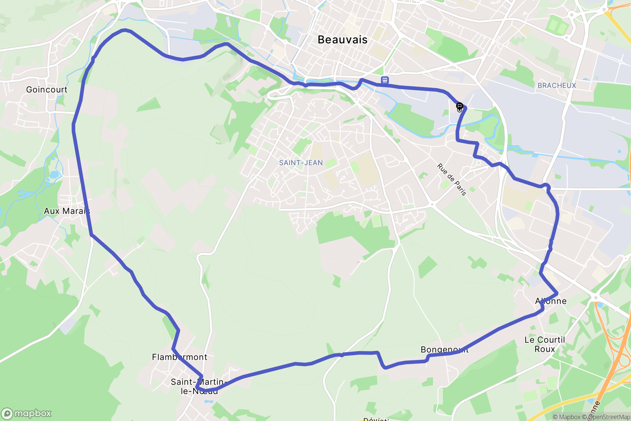 Beauvais : carte du parcours de randonnée - France