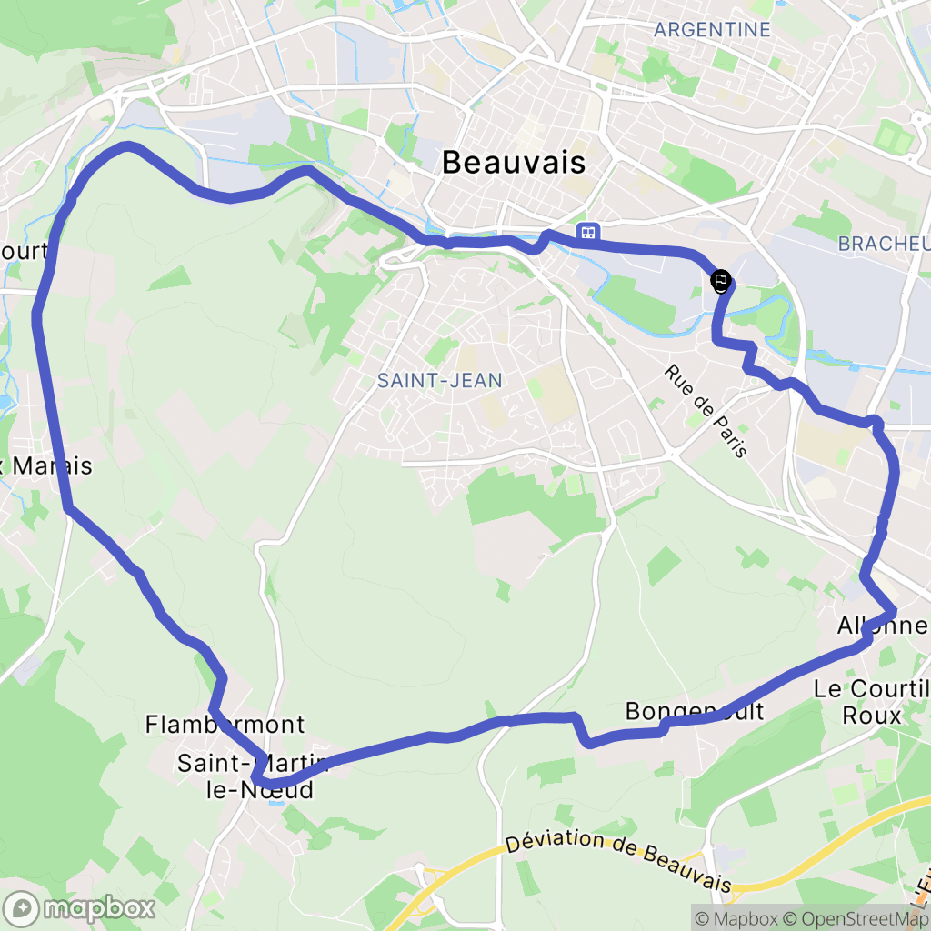 Beauvais : carte du parcours de randonnée - France