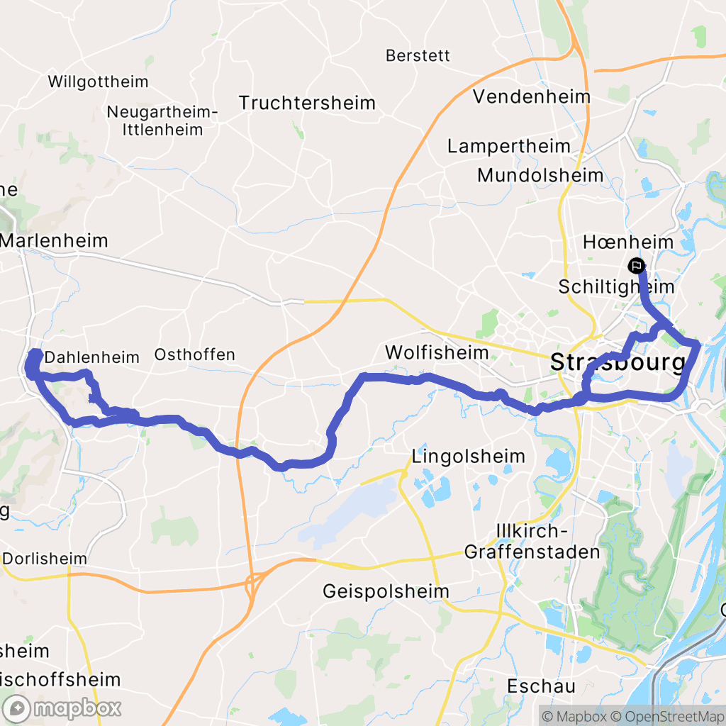 Bischheim : carte du parcours de randonnée - France