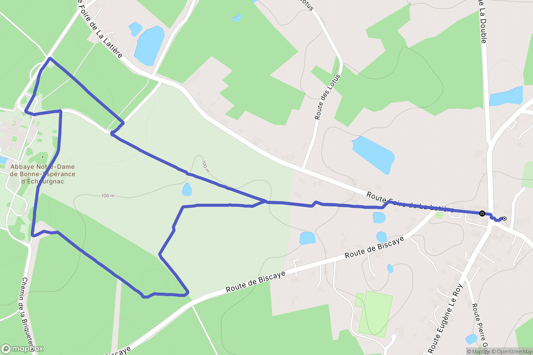 Échourgnac : carte du parcours de randonnée - France