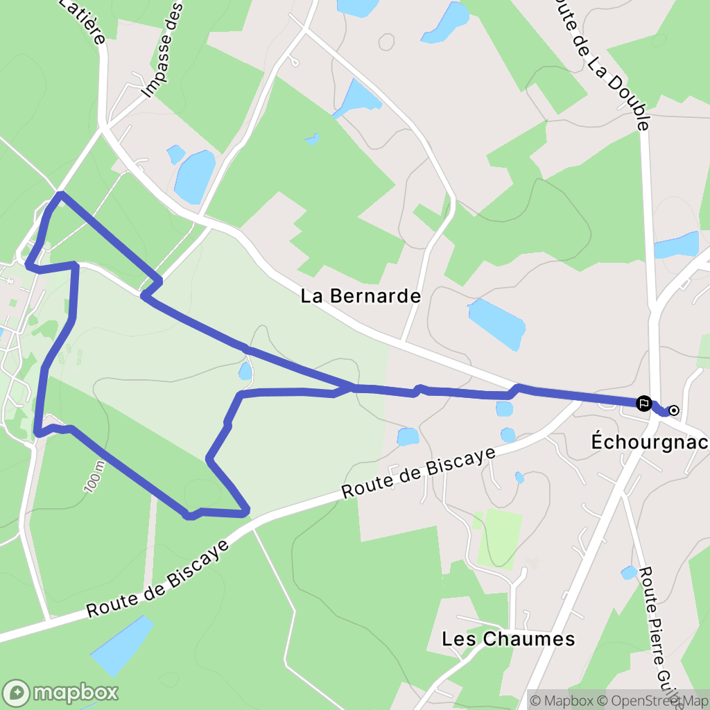 Échourgnac : carte du parcours de randonnée - France