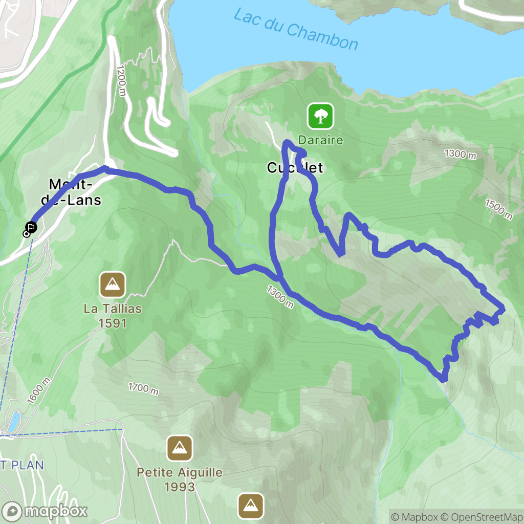 Les Deux Alpes : carte du parcours de randonnée - France