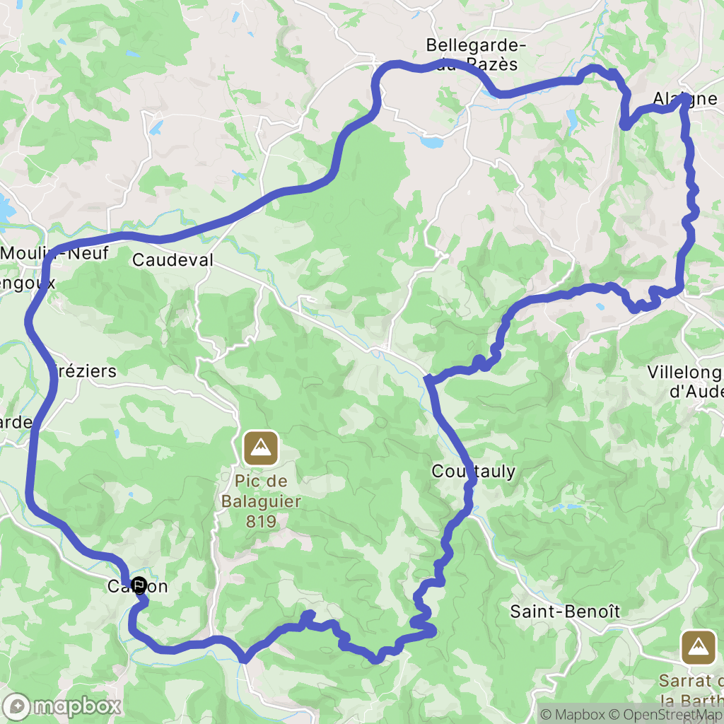 Camon : carte du parcours de randonnée - France