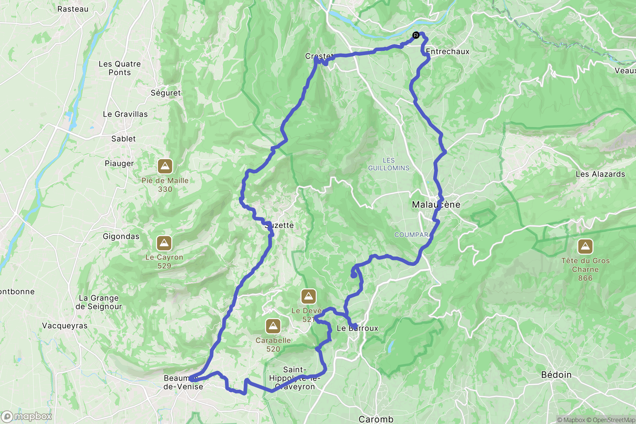Entrechaux : carte du parcours de randonnée - France