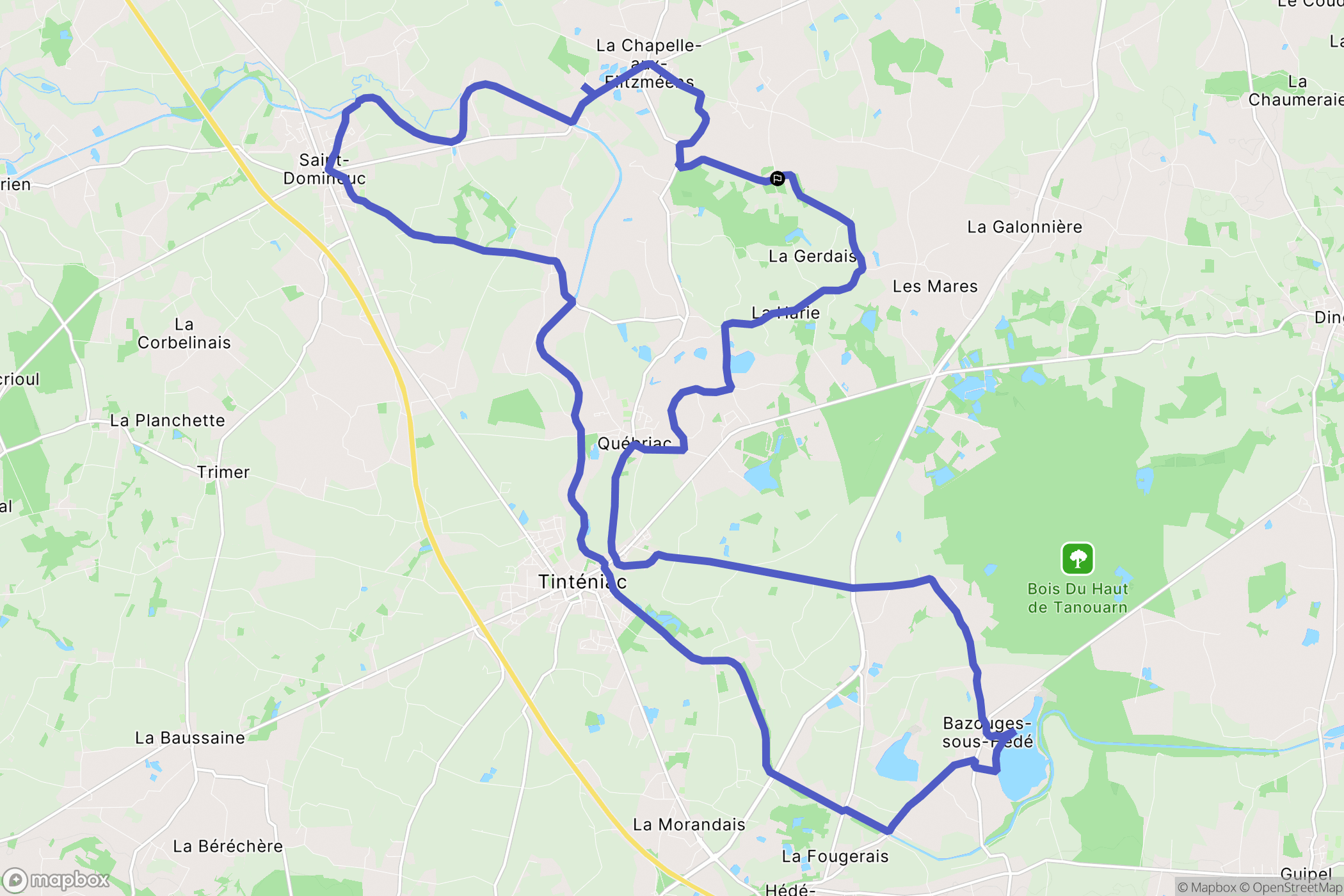 Québriac : carte du parcours de randonnée - France