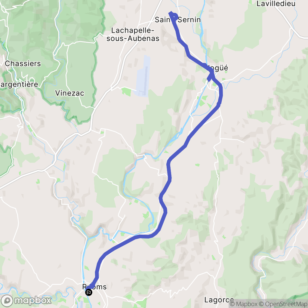 Ruoms : carte du parcours de randonnée - France