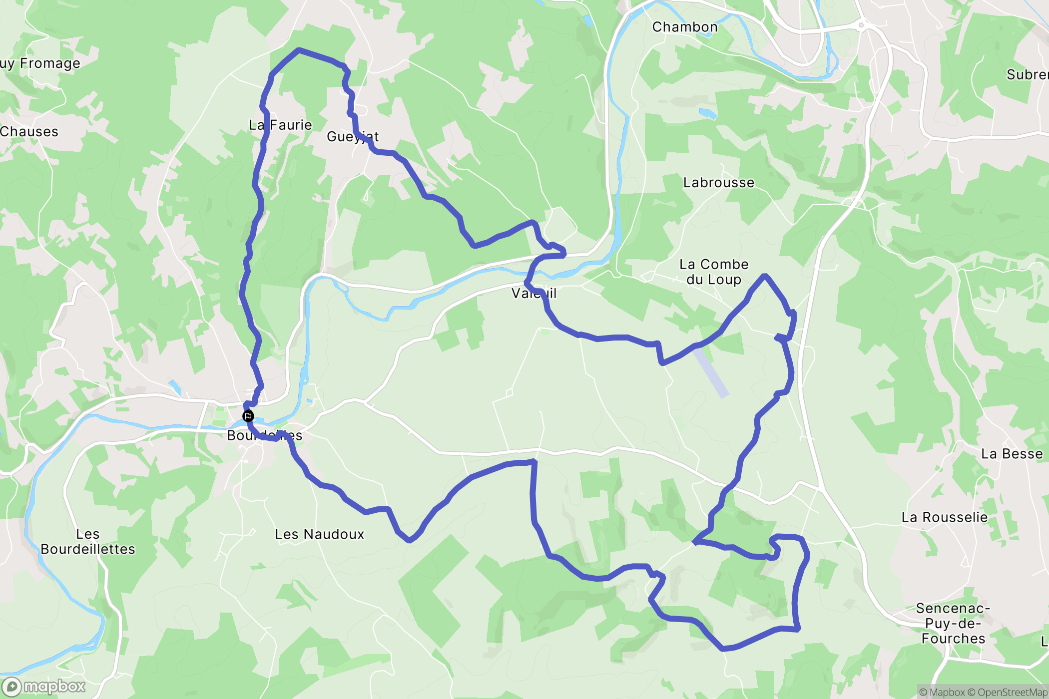 Bourdeilles : carte du parcours de randonnée - France