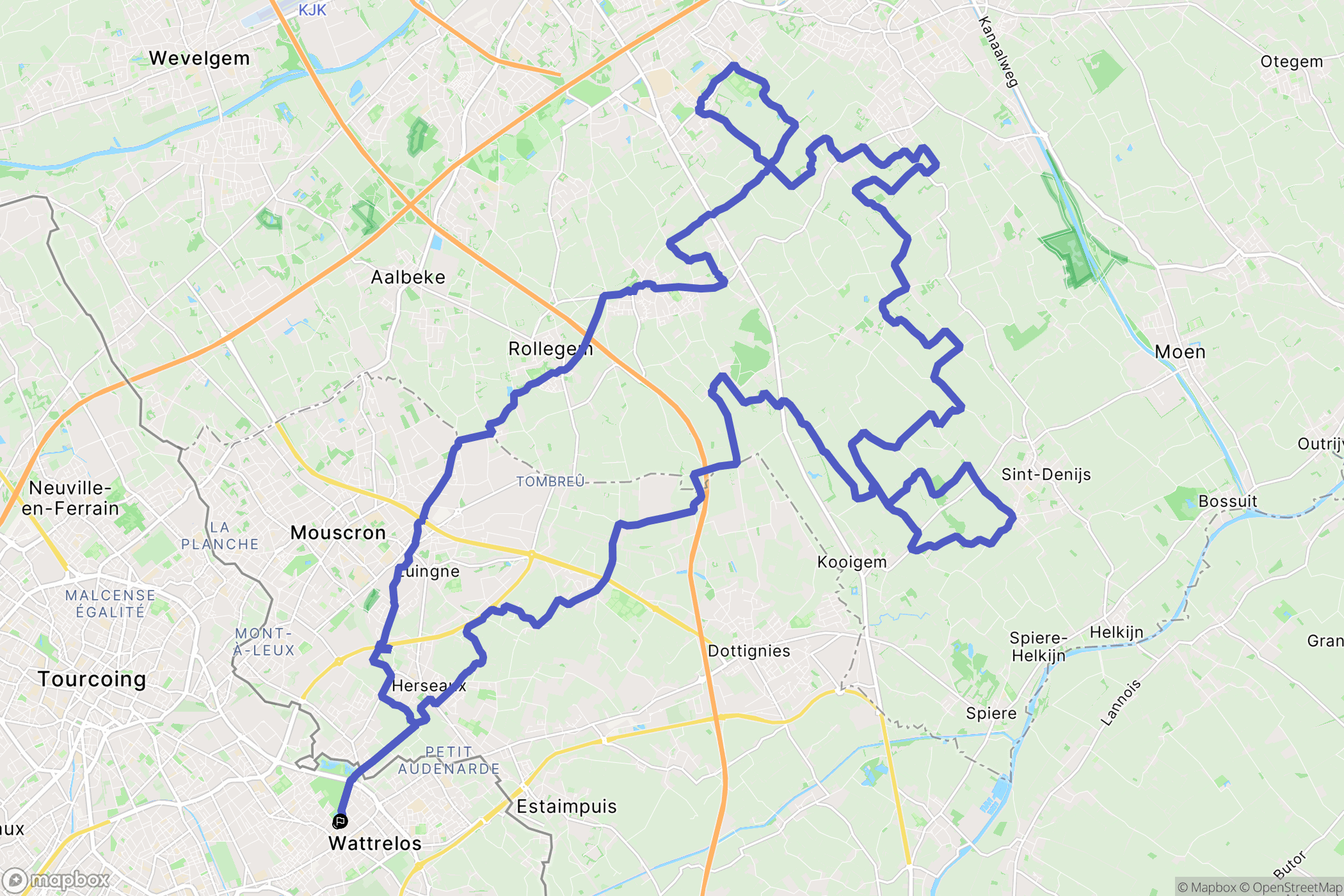 Wattrelos : carte du parcours de randonnée - France