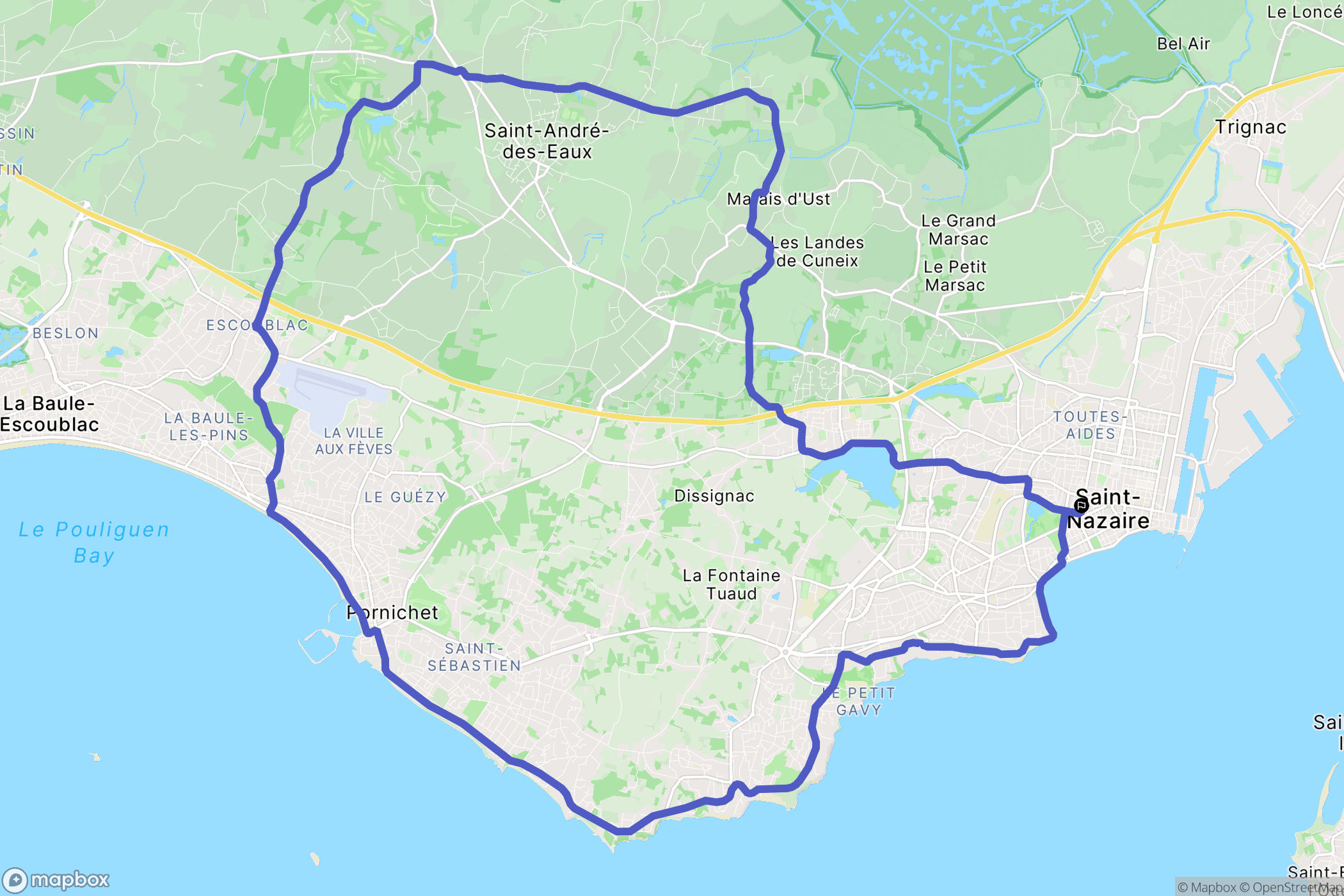 Saint-Nazaire : carte du parcours de randonnée - France