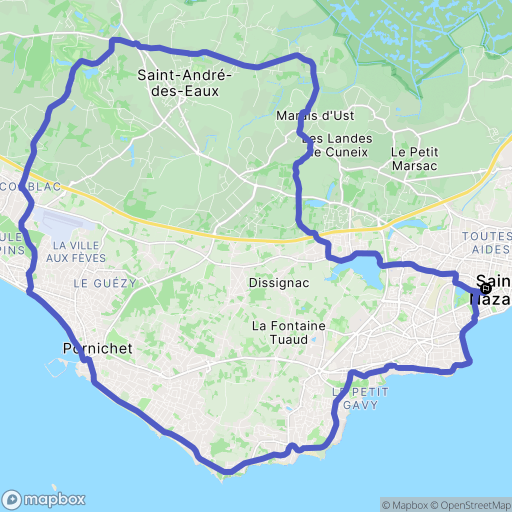 Saint-Nazaire : carte du parcours de randonnée - France