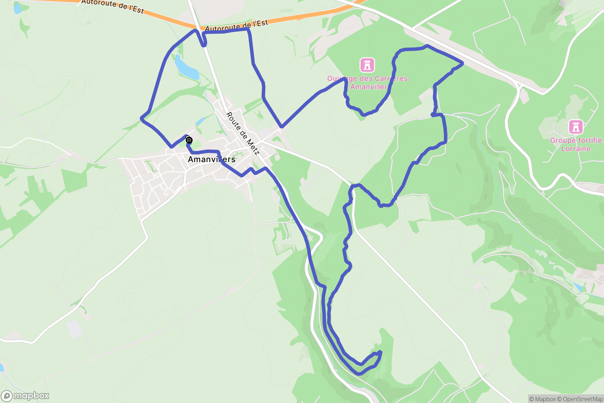 Amanvillers : carte du parcours de randonnée - France