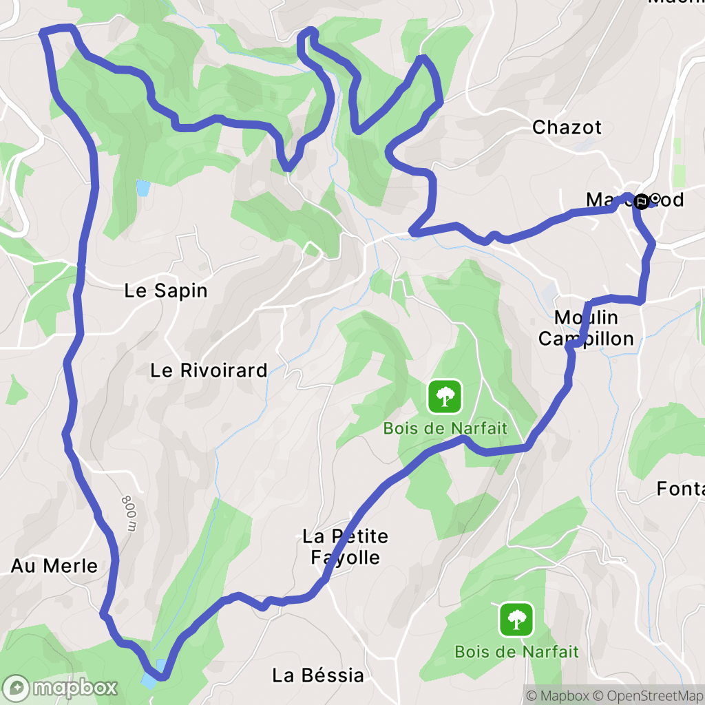 Marcenod : carte du parcours de randonnée - France