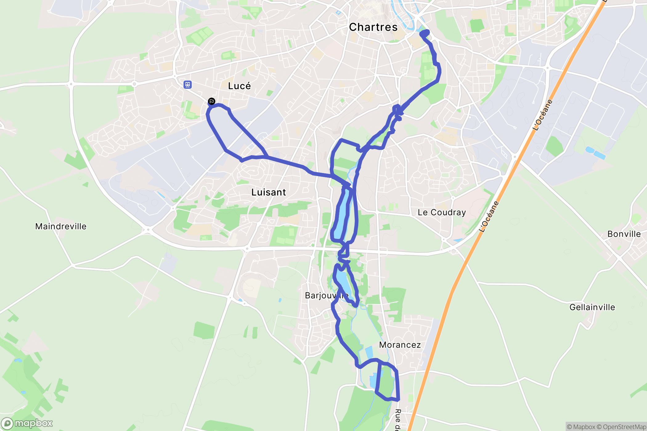 Lucé : carte du parcours de randonnée - France