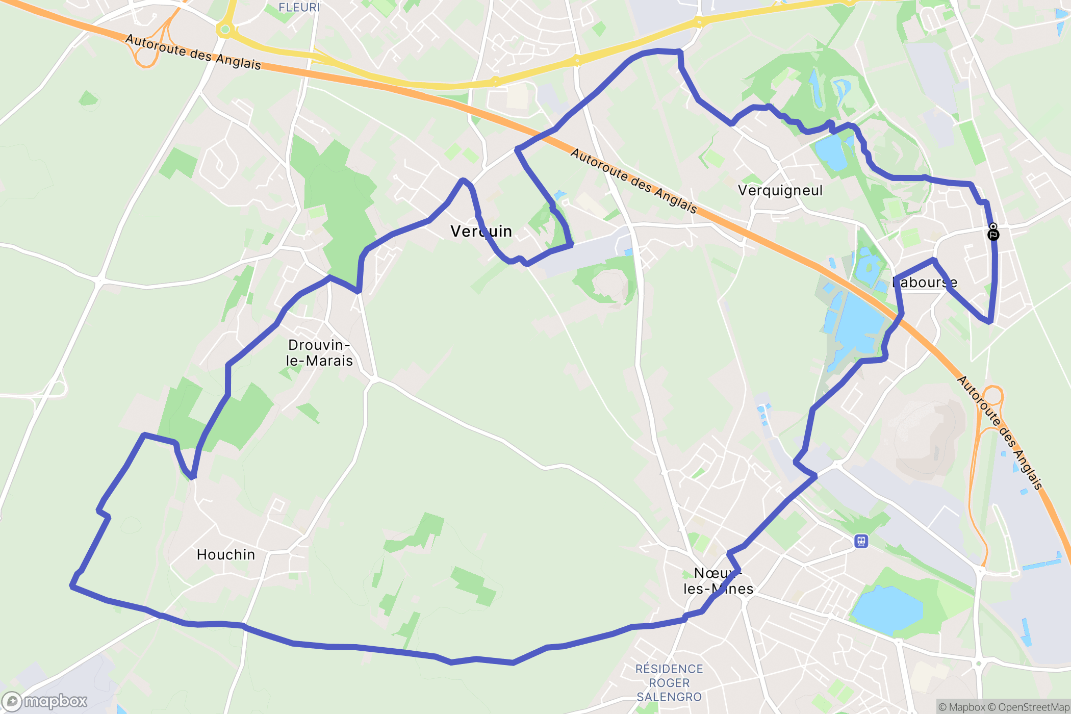 Labourse : carte du parcours de randonnée - France