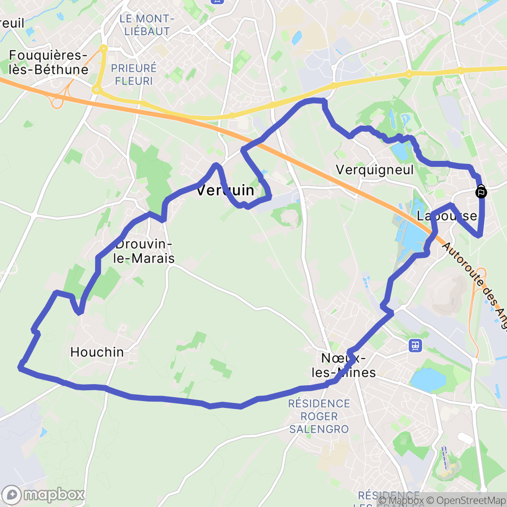 Labourse : carte du parcours de randonnée - France