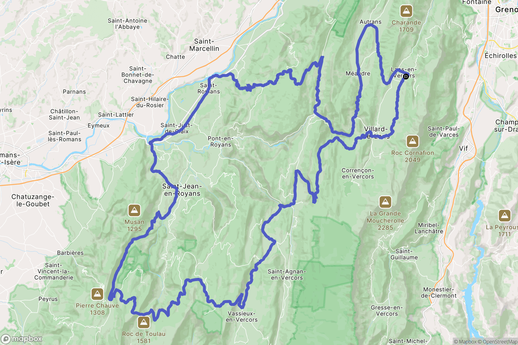 Lans-en-Vercors : carte du parcours de randonnée - France
