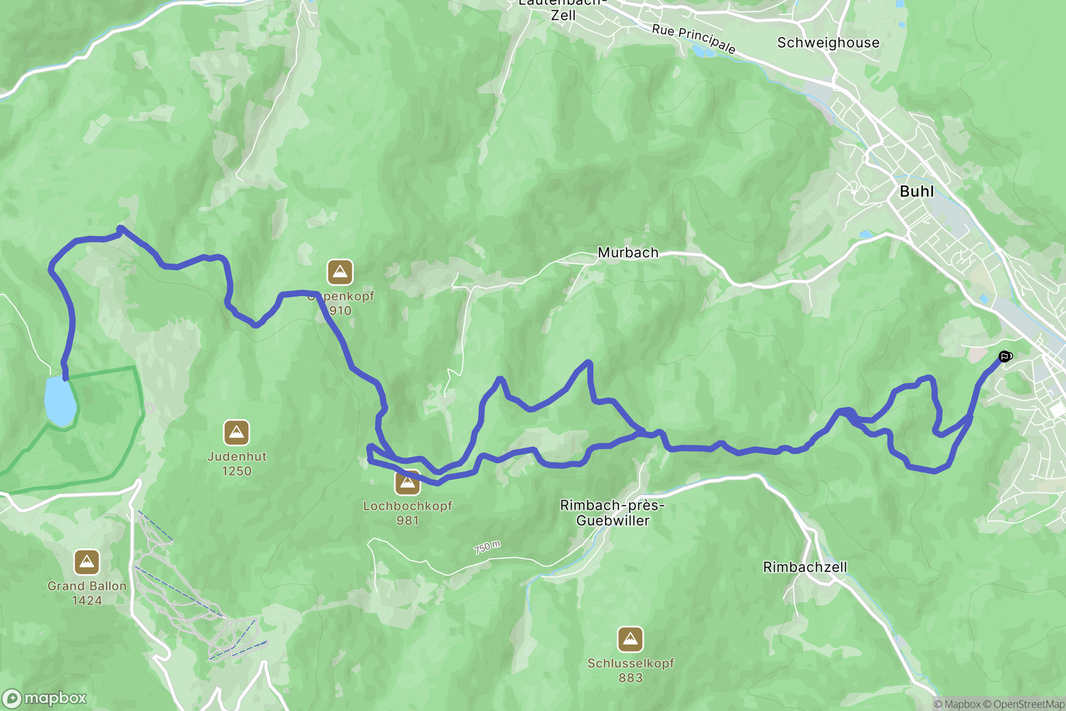Guebwiller : carte du parcours de randonnée - France