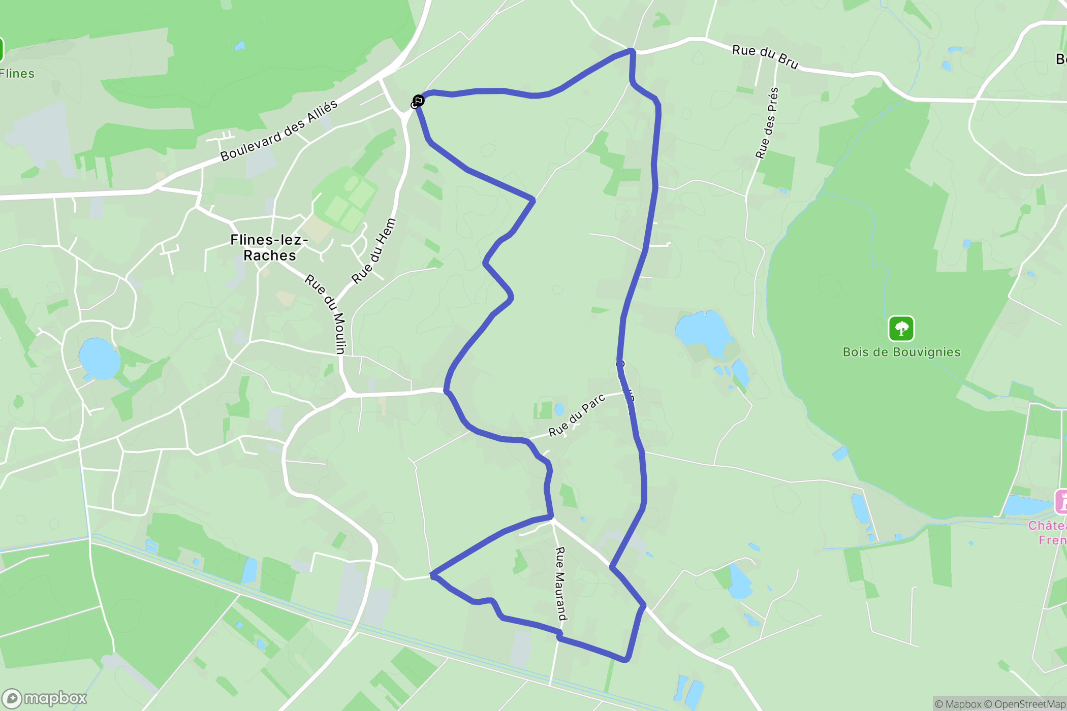Flines-lez-Raches : carte du parcours de randonnée - France