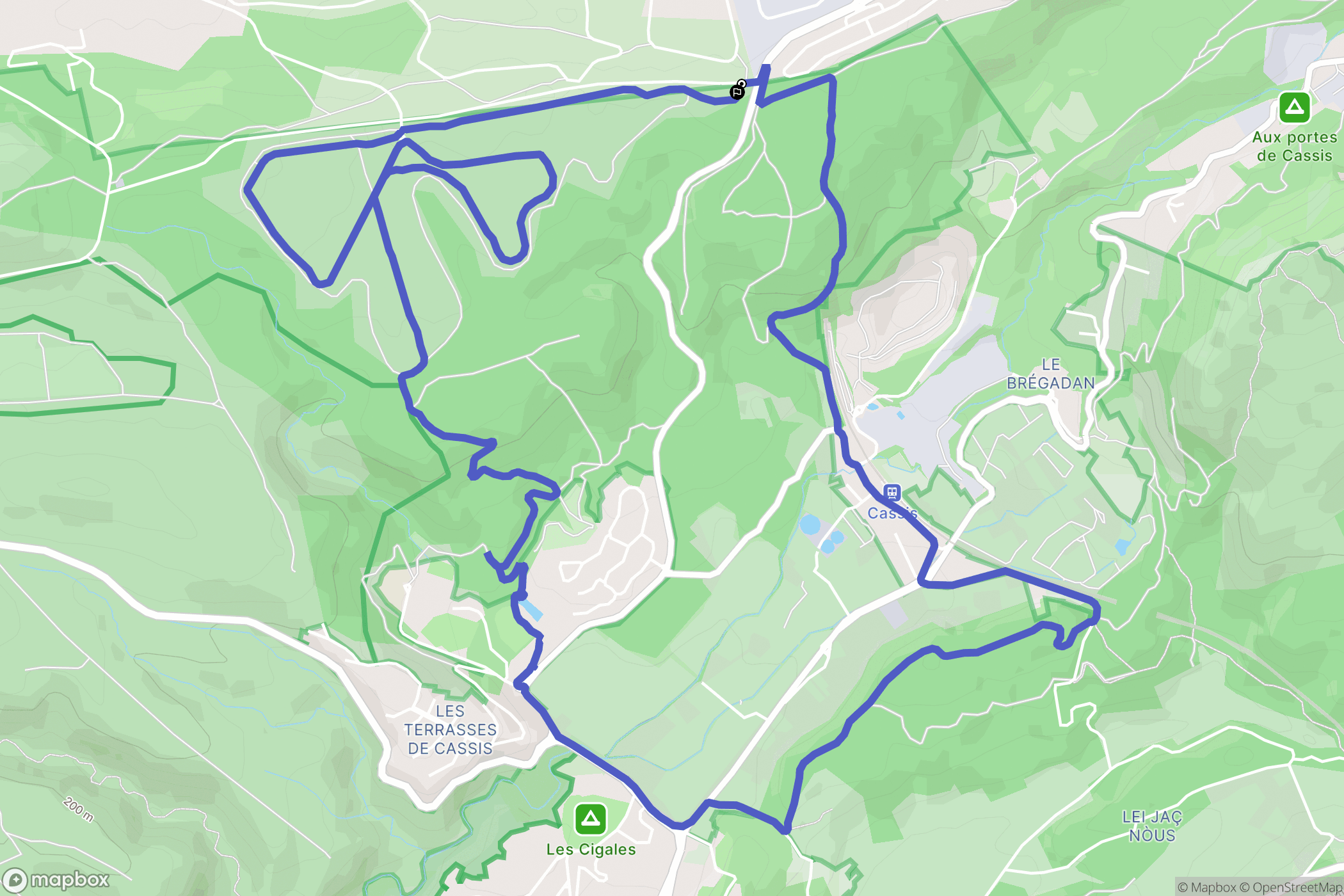 Cassis : carte du parcours de randonnée - France