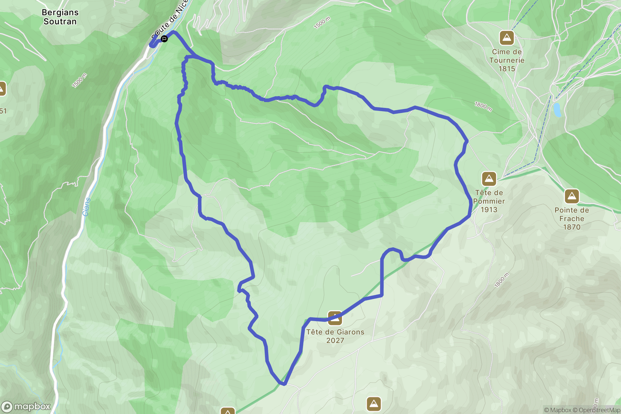 Beuil : carte du parcours de randonnée - France