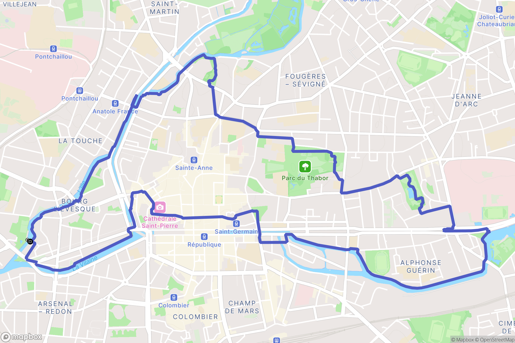 Rennes : carte du parcours de randonnée - France