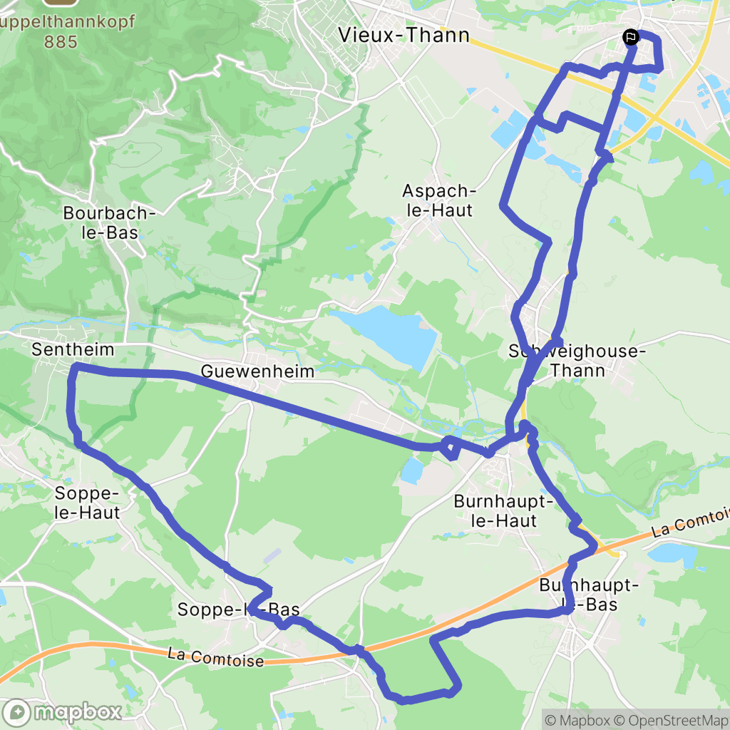 Cernay : carte du parcours de randonnée - France