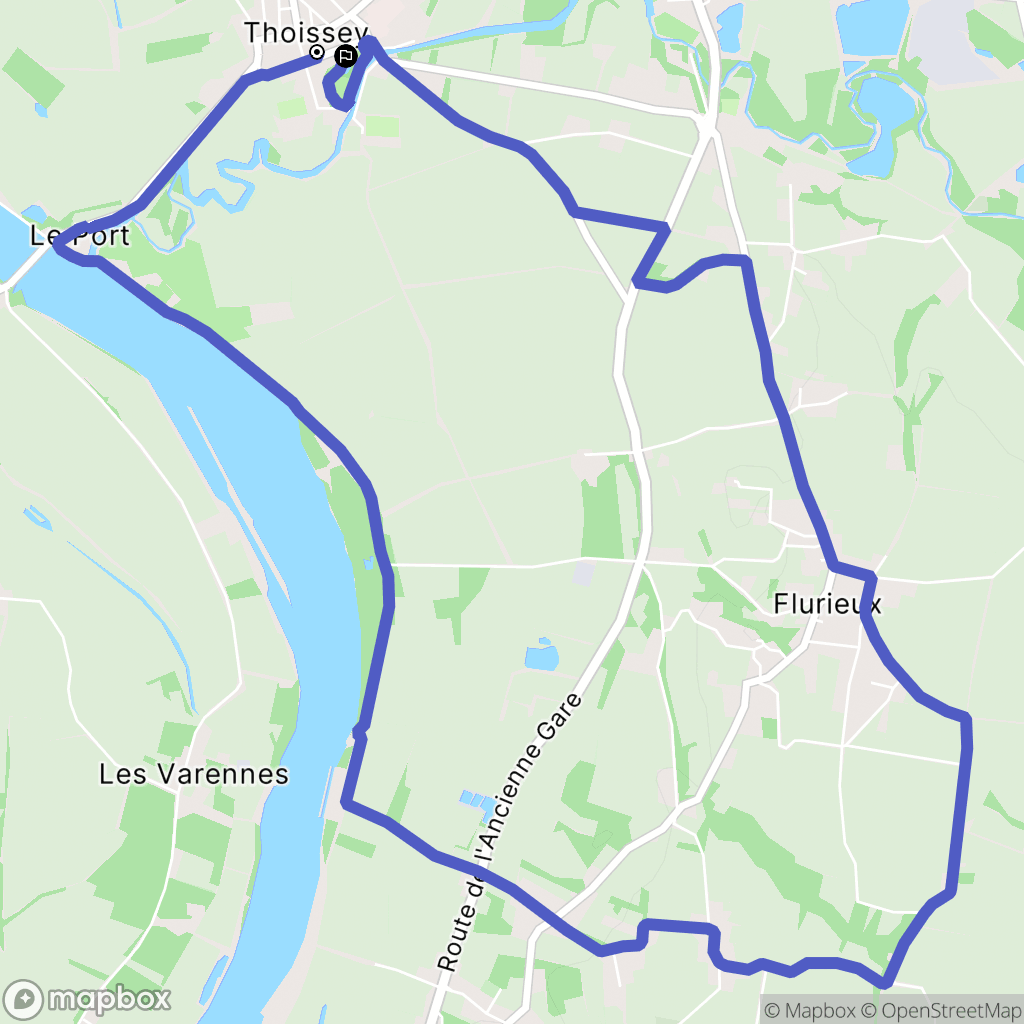Thoissey : carte du parcours de randonnée - France