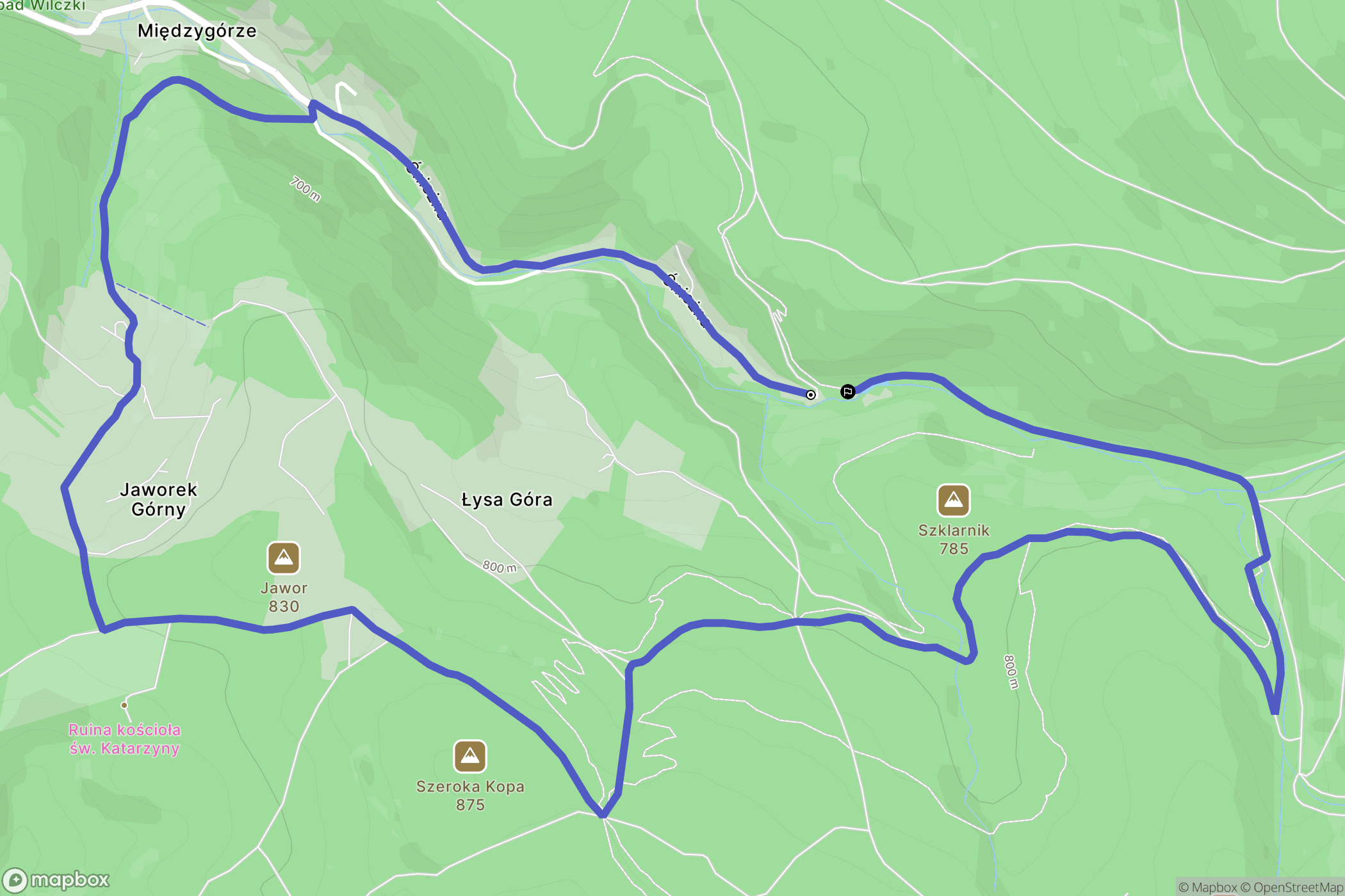Międzygórze: mapa trasy - Poland