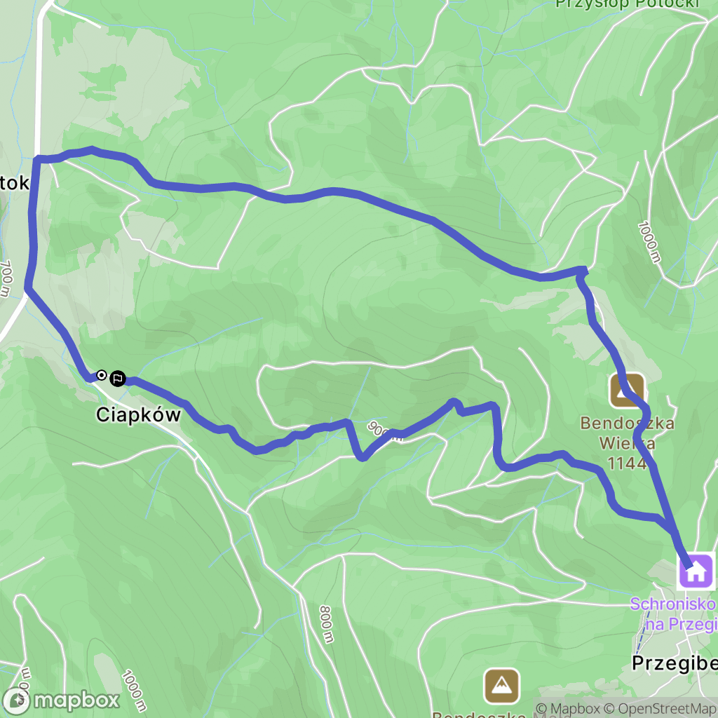 Rycerka Górna: mapa trasy - Poland