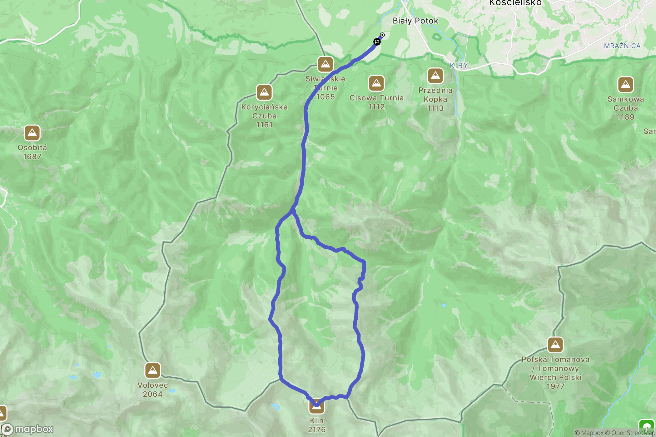 Witów: mapa trasy - Poland