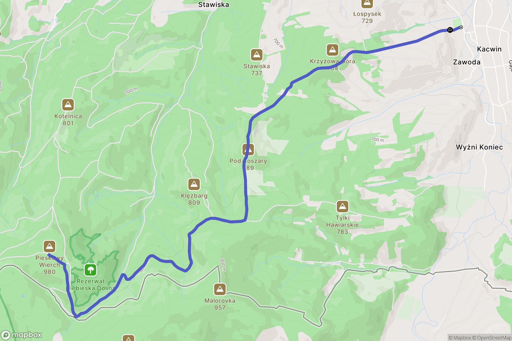 Kacwin: mapa trasy - Poland