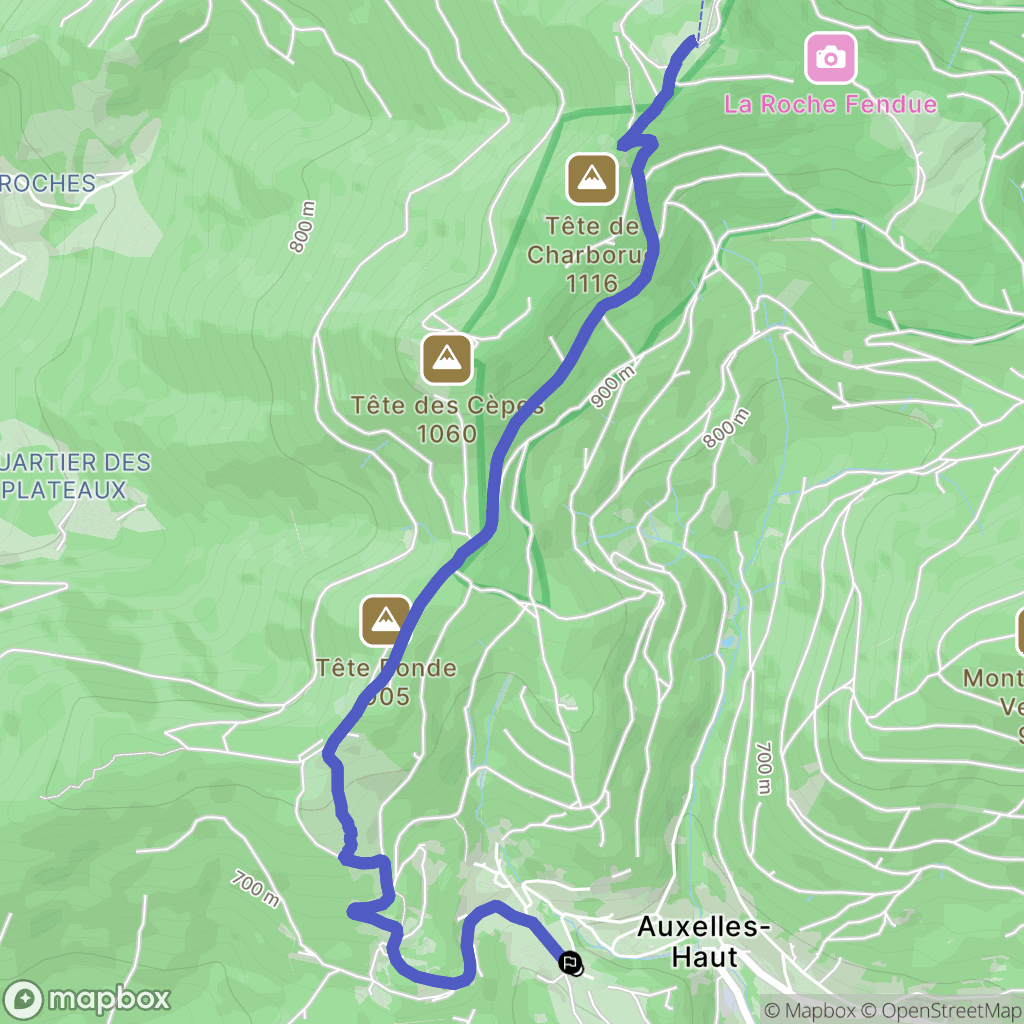 Auxelles-Haut : carte du parcours de randonnée - France