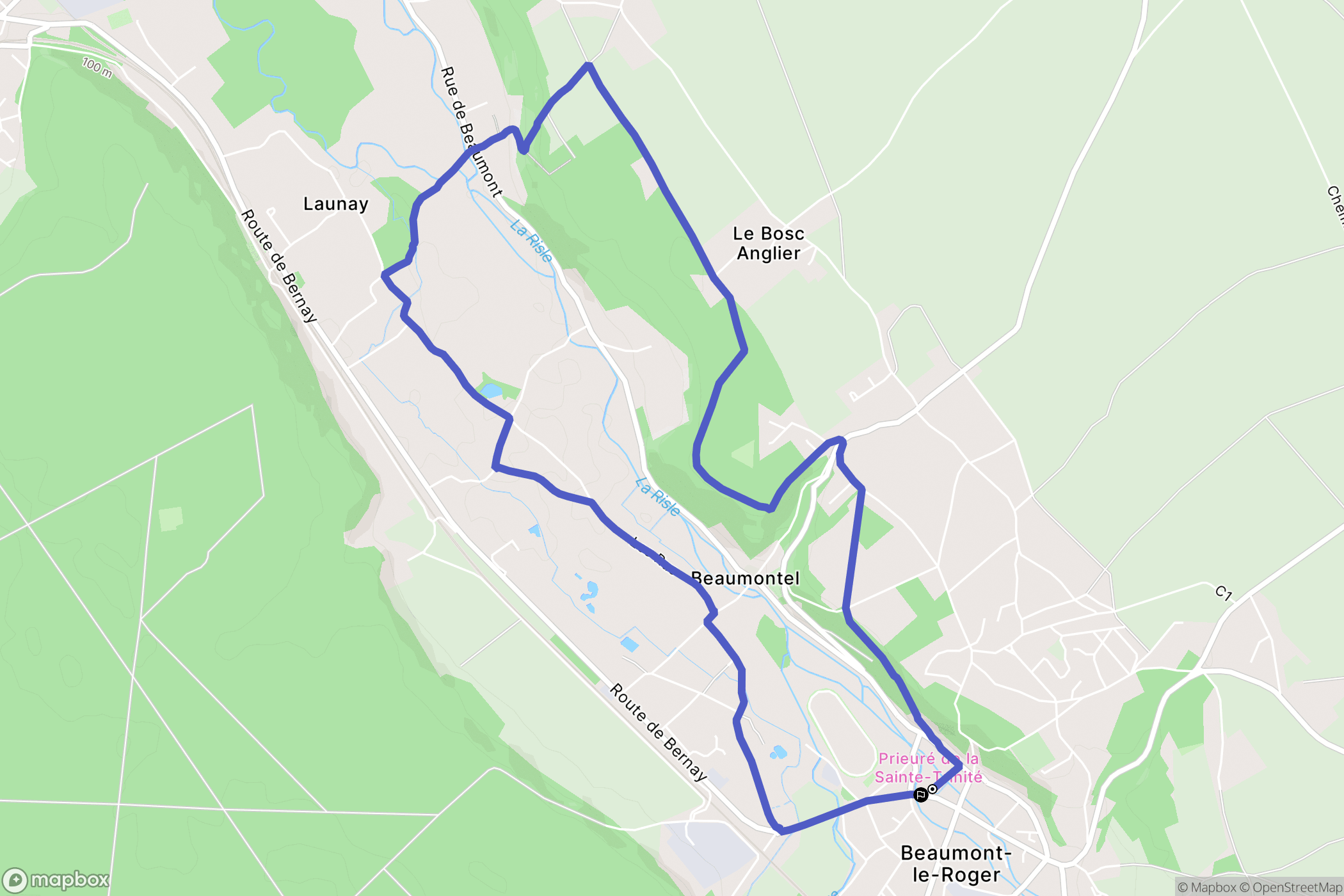 Beaumont-le-Roger : carte du parcours de randonnée - France