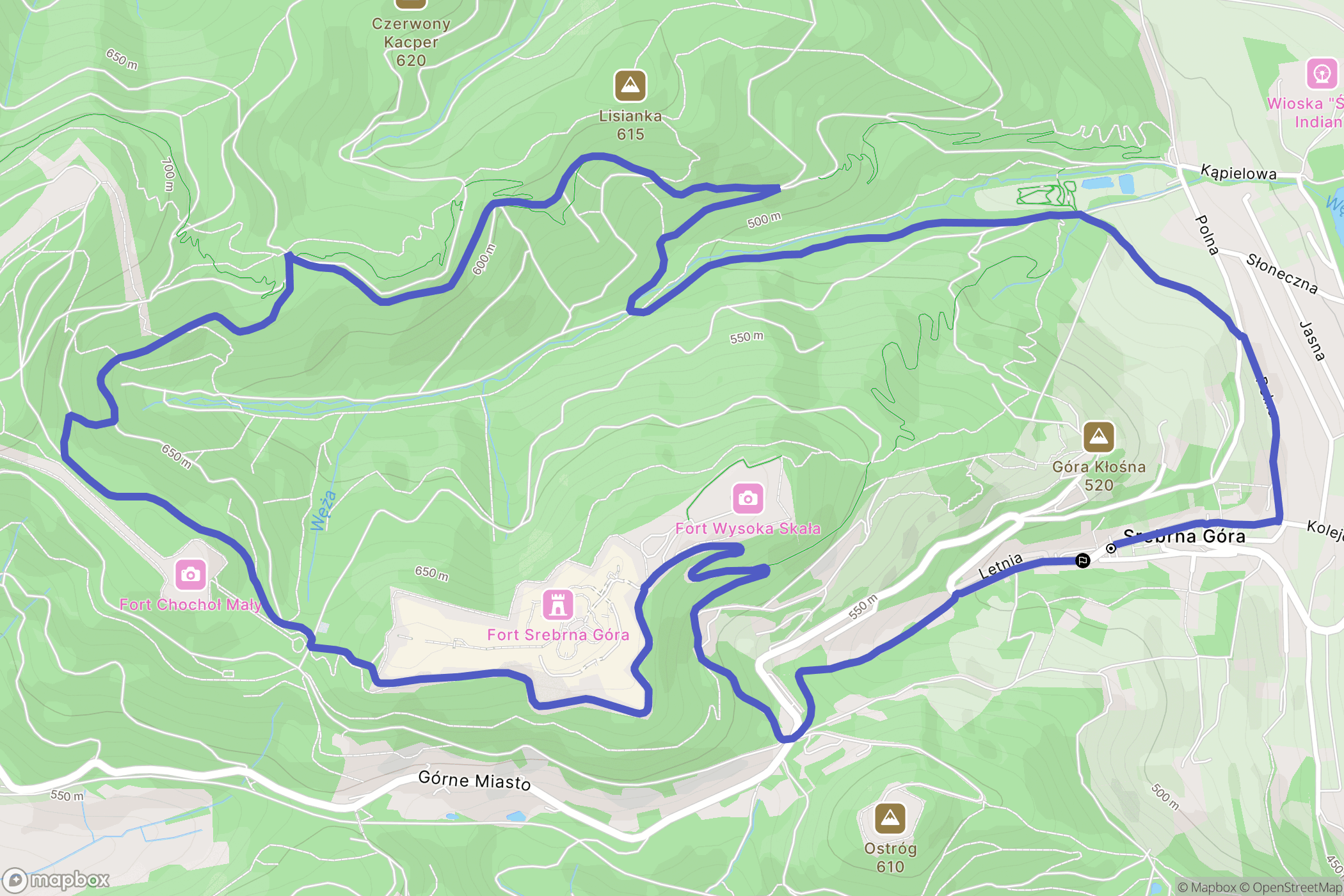 Srebrna Góra: mapa trasy - Poland