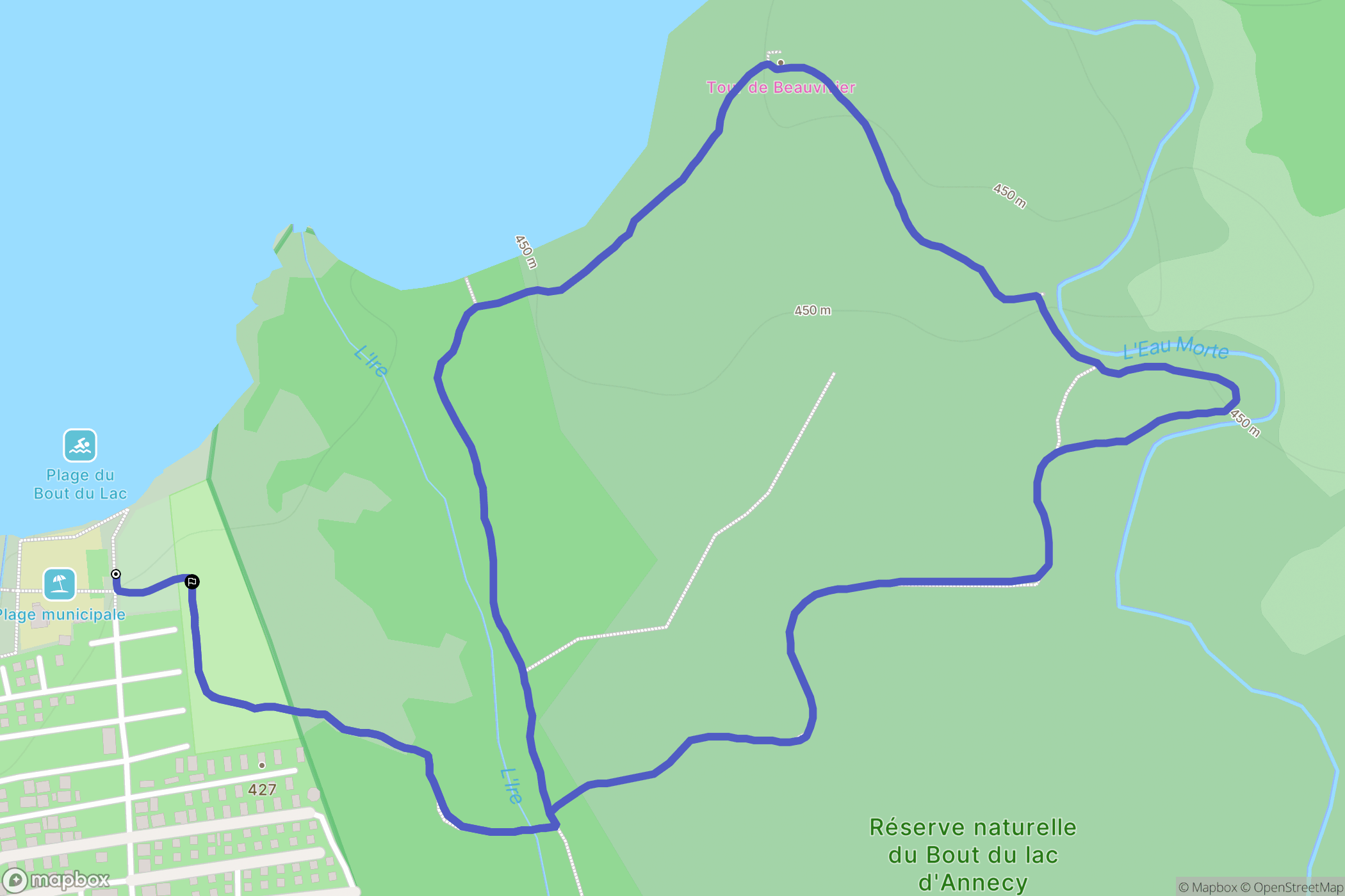 Doussard : carte du parcours de randonnée - France