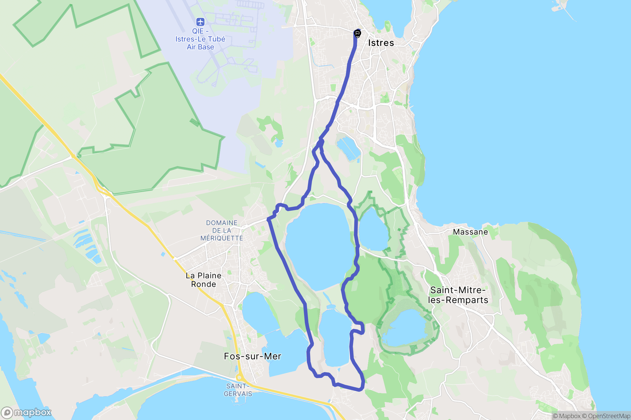 Istres : carte du parcours de randonnée - France